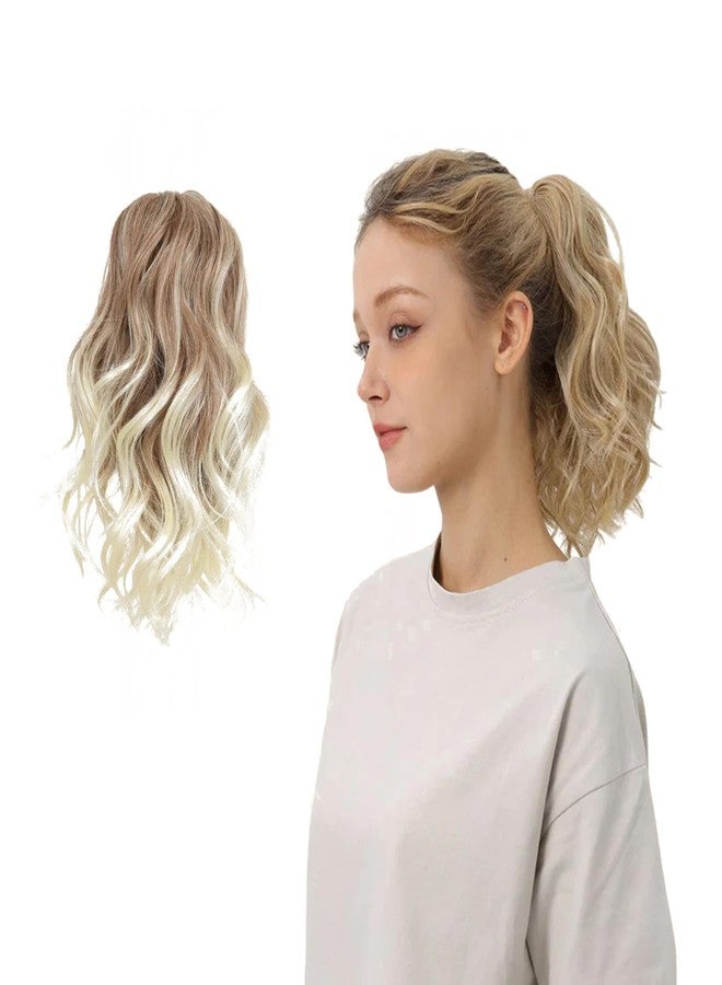 JUVABUN Beach Waves Beach Blonde Ponytail Extension 10” – Wavy Human Hair Ponytail, Seamless Blend, Realistic Curl, Lightweight Comfort, Reusable, Instant Volume, Ideal for Casual or Formal Occasions - Image 1