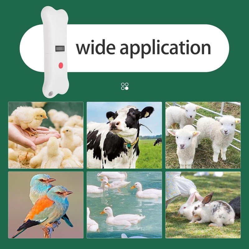 GOWENIC Portable 134.2KHZ Dog Chip Scanner, Animal Tag Scanner Recognizer with OLED Display for Dogs, Cats, Cows, ABS White - Image 4