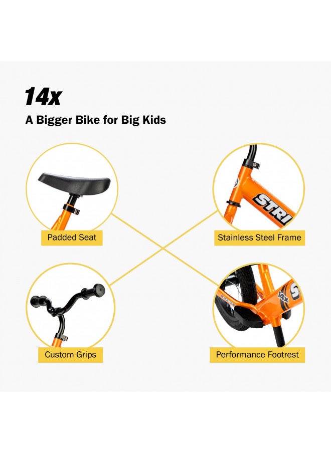 STRIDER Strider 14x, Totally Tangerine - Balance Bike for Kids 3 to 7 Years - Includes Custom Grips, Padded Seat, Performance Footrest & All-Purpose Tires - Easy Assembly & Adjustments  - Image 3