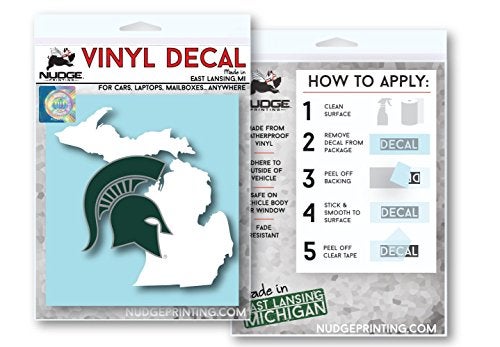 Nudge Printing Collegiate NCAA Car Decal Made from Premium Weatherproof Vinyl (Michigan State Spartans - State of MI) - Image 3