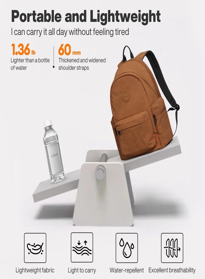 mixi Travel Backpack Lightweight Carry On Laptop Backpack Casual Daypack for Weekender College Work Hiking Outdoor, Brown, 17 inch, Travel Backpacks - Image 3