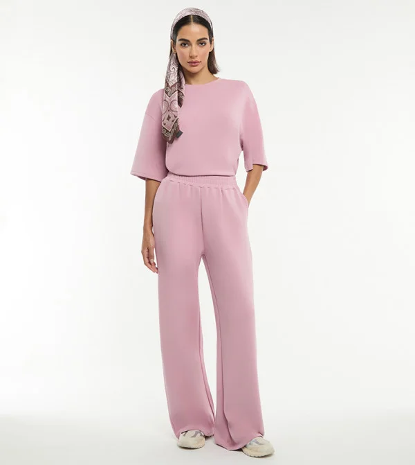 بي سي بي جي BCBG MODAL SCUBA ELASTICATED RELAXED KNIT TROUSER
