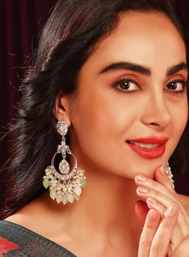 برياسي Elegant Women Multicolour Brass Earrings with pattern and secured with Post and Back closure and styled in ideal for Ethnic moments — crafted to elevate your special moments.