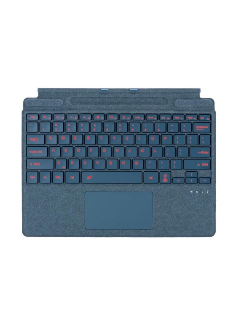 General Arabic and English Keyboard for Microsoft Surface Pro 11/X/10/9/8, 7-Colour Keycap Alphabet Backlit Bluetooth Wireless Detachable Keyboard with Magnetic Pen Slot 