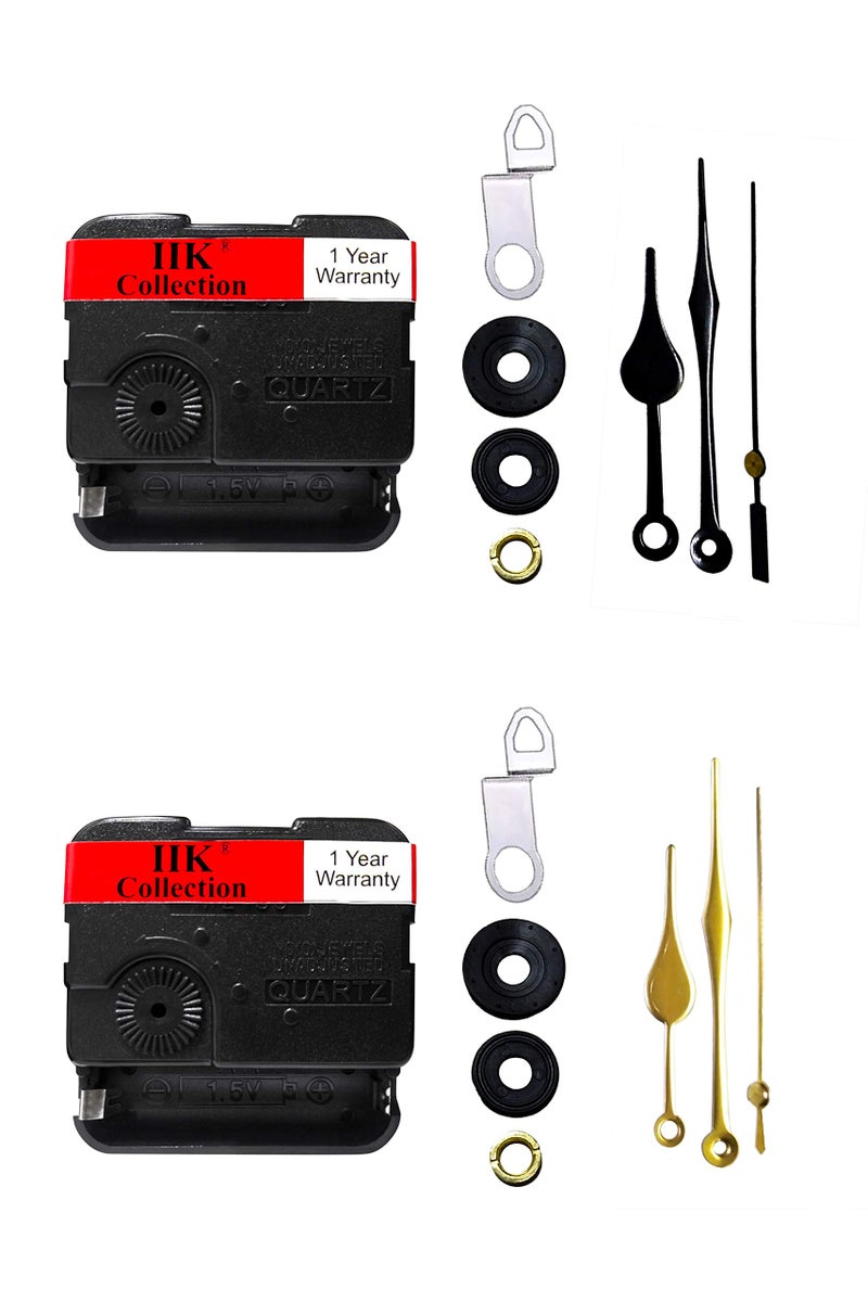 IIK COLLECTION Plastic Quartz Movement Machine with Black and Gold Hands Kit for Wall Clock (Pack of 2) (IIK-MOV-PL-006-007-Packof2) - Image 2