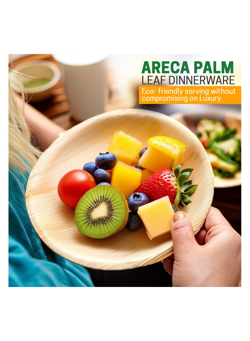 EcoEdge 9 Inch Round Areca Palm Leaf Disposable Plates  (Pack of 25) | Compostable, Biodegradable, Recyclable | Sturdy, Heavy Duty Disposable, Chemical Free | Toxin and BPA Free | 100% Natural - Image 2