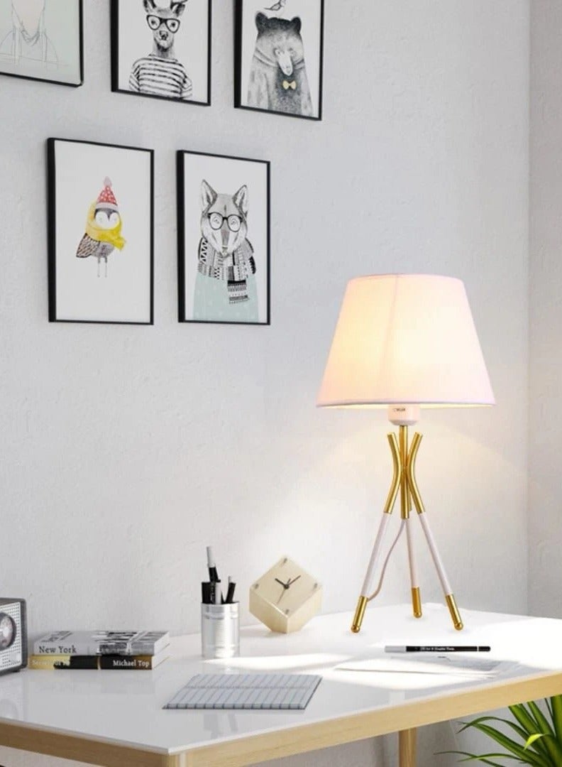 ICTC Table lamp white color simple modern design 55 cm high dimmable lighting stainless steel