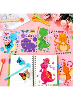 Zonon 36 Sheets Make a Dinosaur Stickers Dinosaur Party Favors Make Your Own Dinosaur Sticker Cute Make a Face Dinosaur Stickers for Kids DIY Project Dinosaur Theme Birthday Party Favor(Sweet Dinosaur)  - Image 4