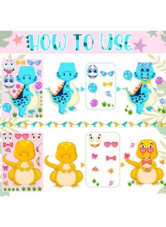 Zonon 36 Sheets Make a Dinosaur Stickers Dinosaur Party Favors Make Your Own Dinosaur Sticker Cute Make a Face Dinosaur Stickers for Kids DIY Project Dinosaur Theme Birthday Party Favor(Sweet Dinosaur)  - Image 3