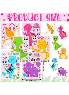 Zonon 36 Sheets Make a Dinosaur Stickers Dinosaur Party Favors Make Your Own Dinosaur Sticker Cute Make a Face Dinosaur Stickers for Kids DIY Project Dinosaur Theme Birthday Party Favor(Sweet Dinosaur)  - Image 2