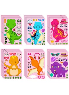 Zonon 36 Sheets Make a Dinosaur Stickers Dinosaur Party Favors Make Your Own Dinosaur Sticker Cute Make a Face Dinosaur Stickers for Kids DIY Project Dinosaur Theme Birthday Party Favor(Sweet Dinosaur)  - Image 1