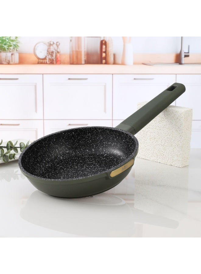 جوليا مِقلاة جوليا  إيليت توب 28 سم - أخضر زيتوني - جرانيت أسود غير لاصق - يدعم الحث الحراري - Image 1