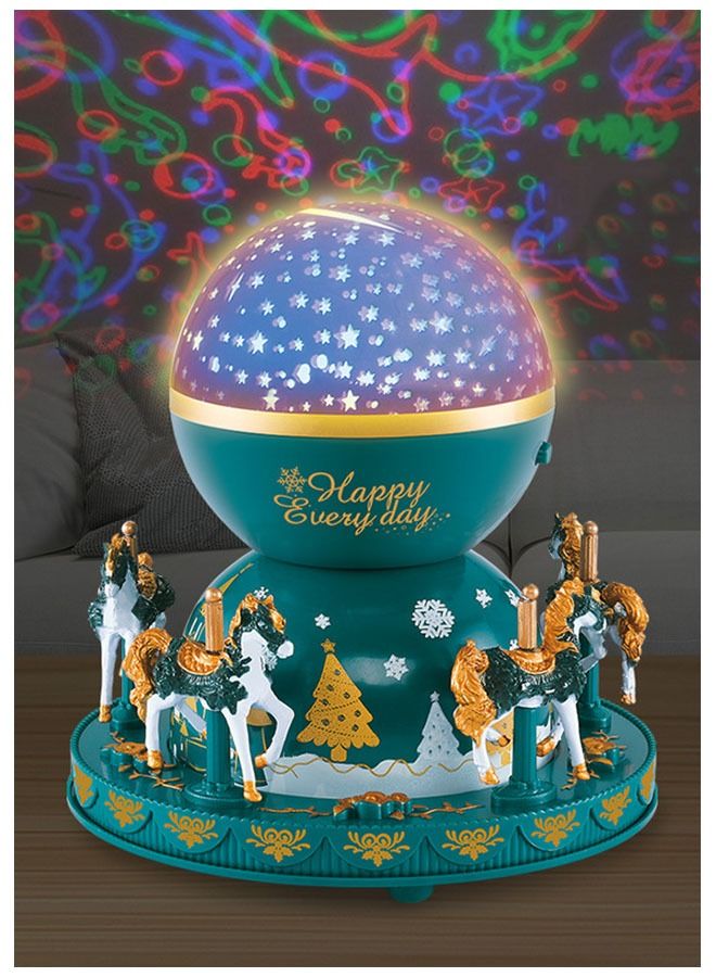 زي سي إم - هابي صندوق الموسيقى Merry-Go-Round Fantasy مصباح إسقاط صندوق الموسيقى المضيء الملون - Image 2