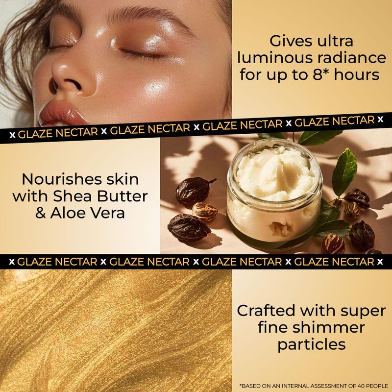 Just Herbs Just Herbs Glaze Ultra Shimmery Shine  Long Stay  Mess Free  Dewy Finish with Shea Butter and Aloe Vera Liquid Highlighter  All Skin Types  For Women - Image 3
