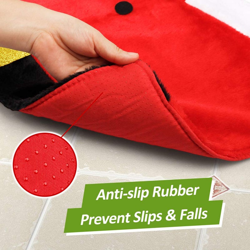 D-FantiX 3D Nose Santa Toilet Seat Cover and Rug Set Funny Christmas Decorations Bathroom Set of 5 2024 - Image 4