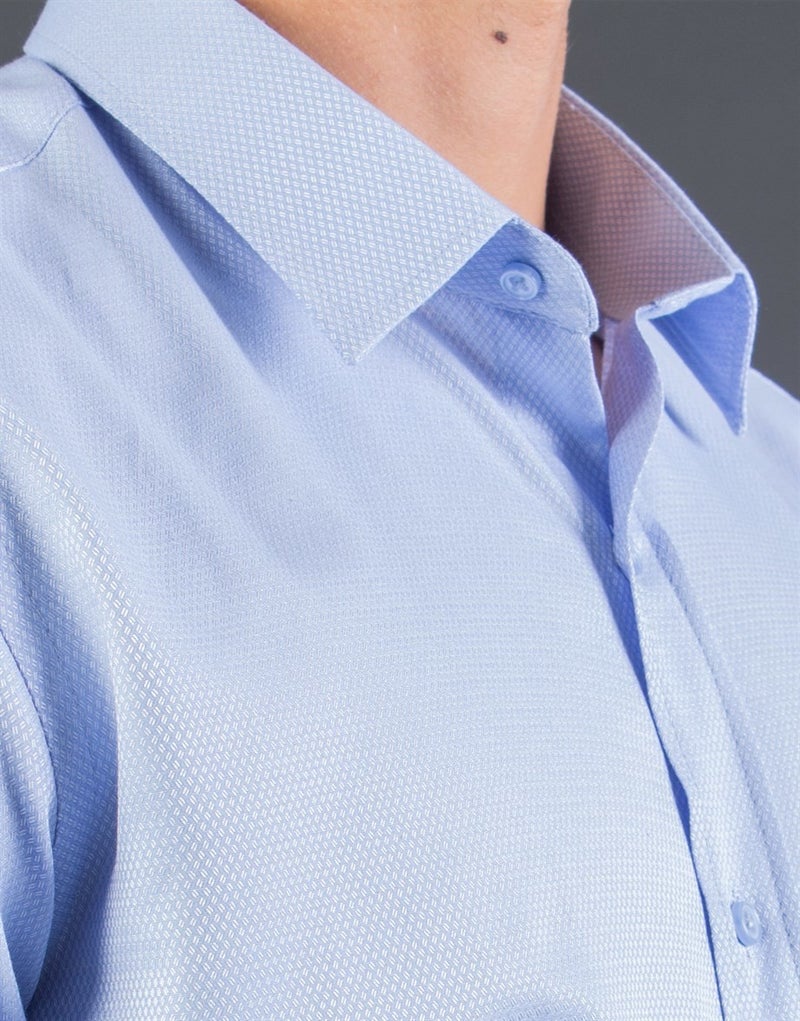 Slim Fit Blue Dobby Men's Shirt