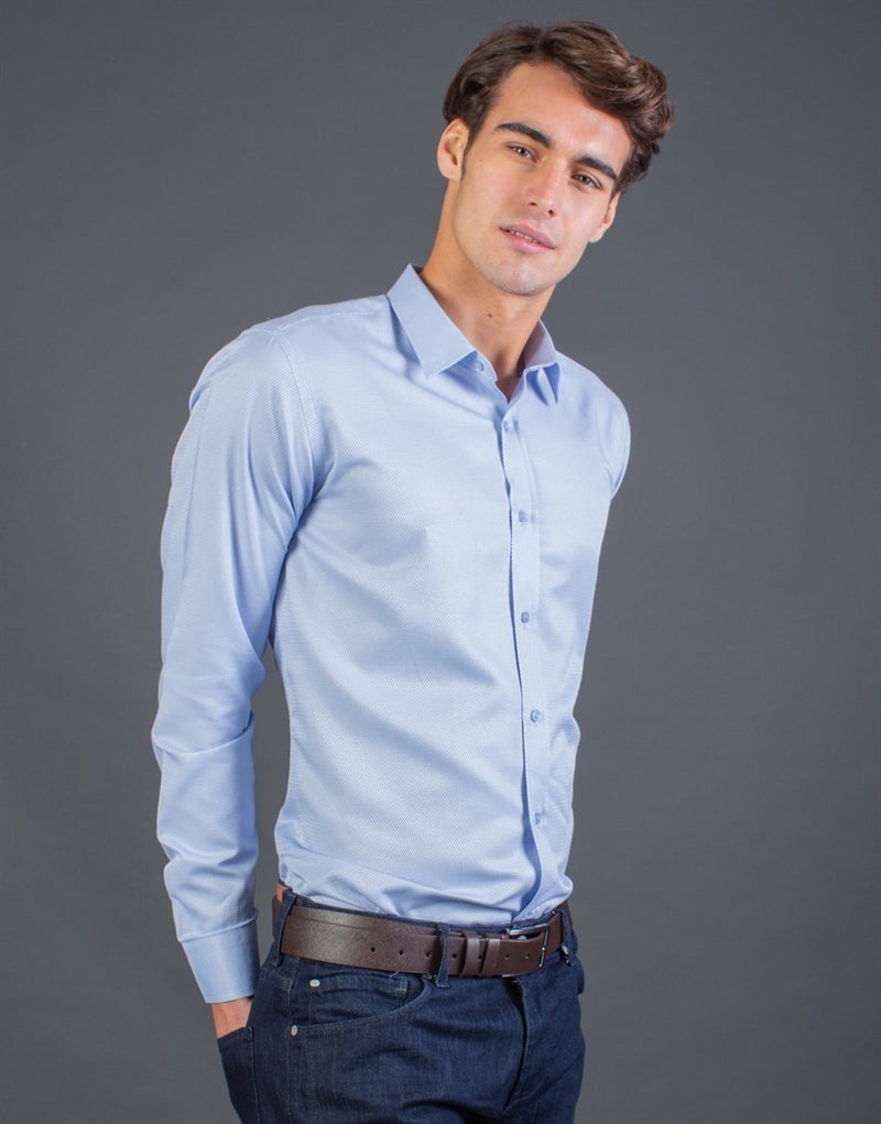 Slim Fit Blue Dobby Men's Shirt