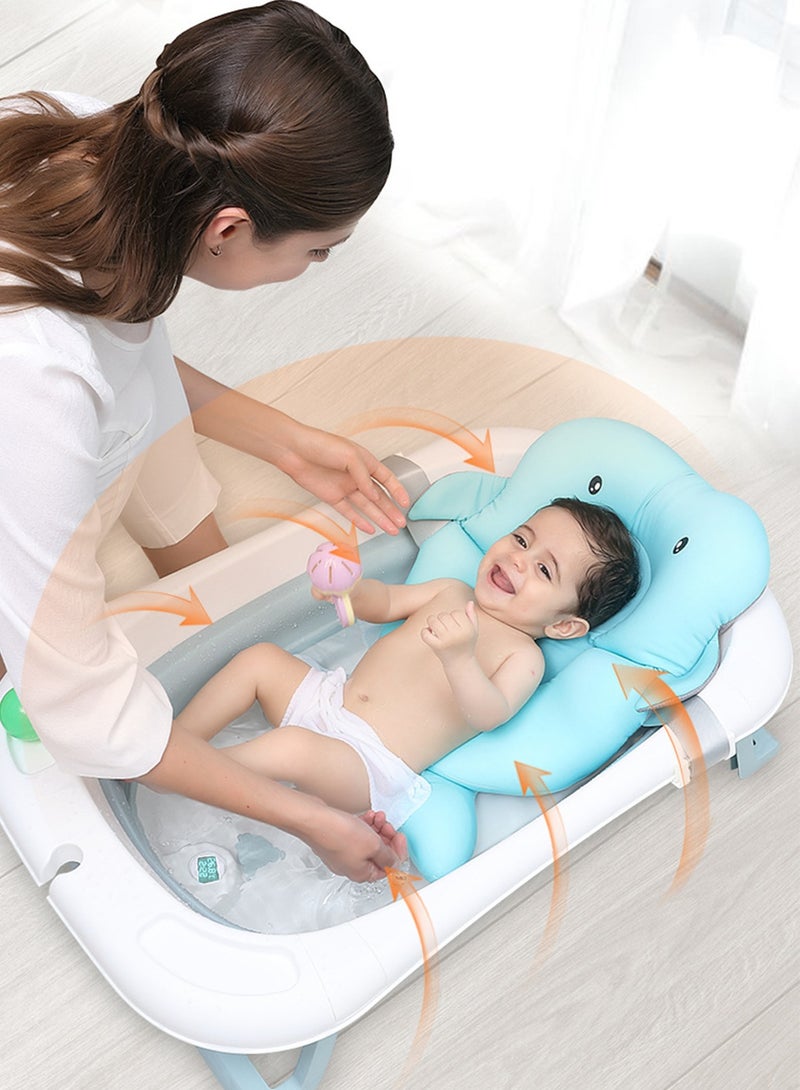 Sharpdo Bathroom Baby Foldable Bath Tub With Bathmat Cushion And Thermometer Portable Baby Bathtub Shower Basin With Non-Slip Support Leg for 0-8 Years Boy Girl - Image 2