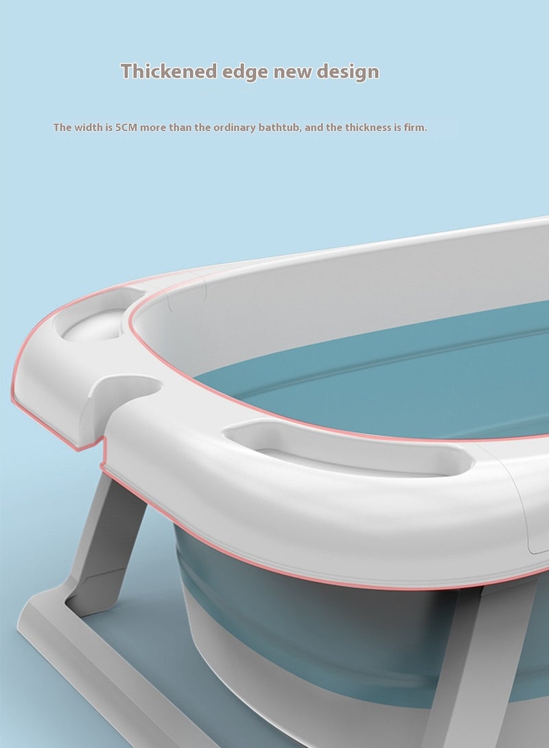 Sharpdo Bathroom Baby Foldable Bath Tub With Bathmat Cushion And Thermometer Portable Baby Bathtub Shower Basin With Non-Slip Support Leg for 0-8 Years Boy Girl - Image 5
