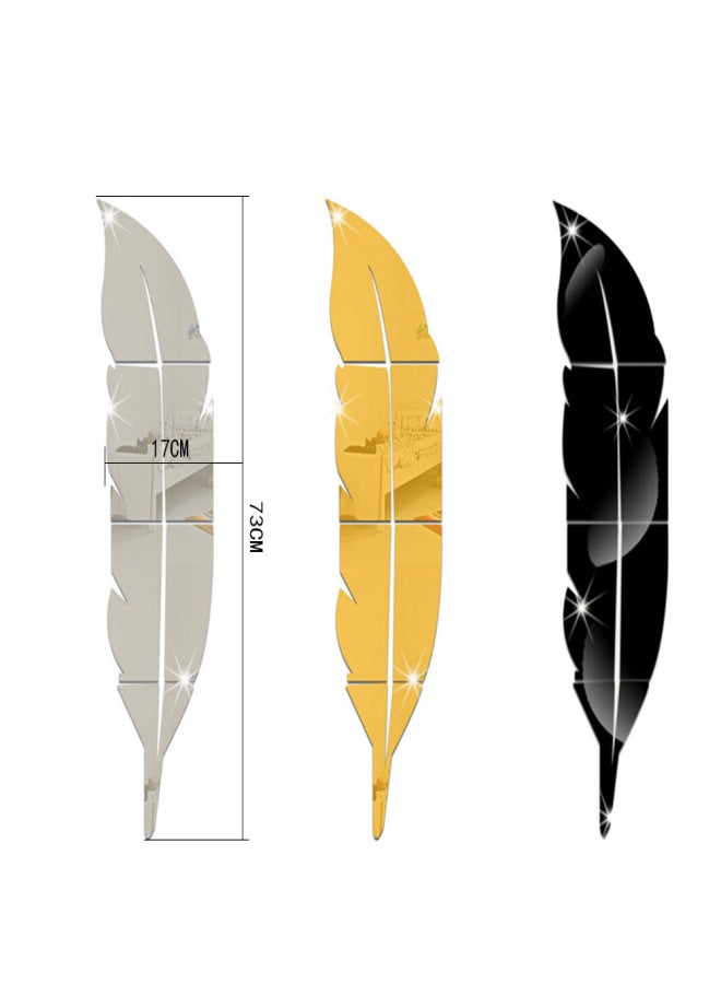 Removable Adhesive 3D Feather Mirror Wall Living Room Bedroom Bathroom Stick Decal Home Party Decoration Art Mural Stickers DIY 6pcs - Image 3