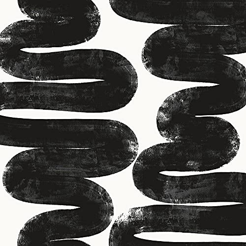 Tempaper x Bobby Berk White & Black Wiggle Room Removable Peel and Stick Wallpaper, 20.5 in X 16.5 ft, Made in The USA - Image 1