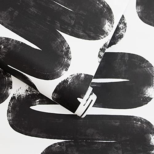Tempaper x Bobby Berk White & Black Wiggle Room Removable Peel and Stick Wallpaper, 20.5 in X 16.5 ft, Made in The USA - Image 2