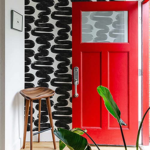 Tempaper x Bobby Berk White & Black Wiggle Room Removable Peel and Stick Wallpaper, 20.5 in X 16.5 ft, Made in The USA - Image 4