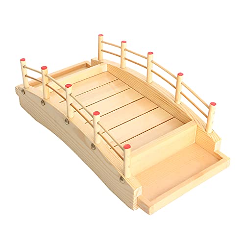 WINIAER Wooden Arch Bridge Sushi Boat Serving Tray, Sushi Bridge Serving Plate Food Platter for Restaurant or Home (38 x 19 x 13cm / 14.9 x 7.4 x 5.1inch) - Image 1