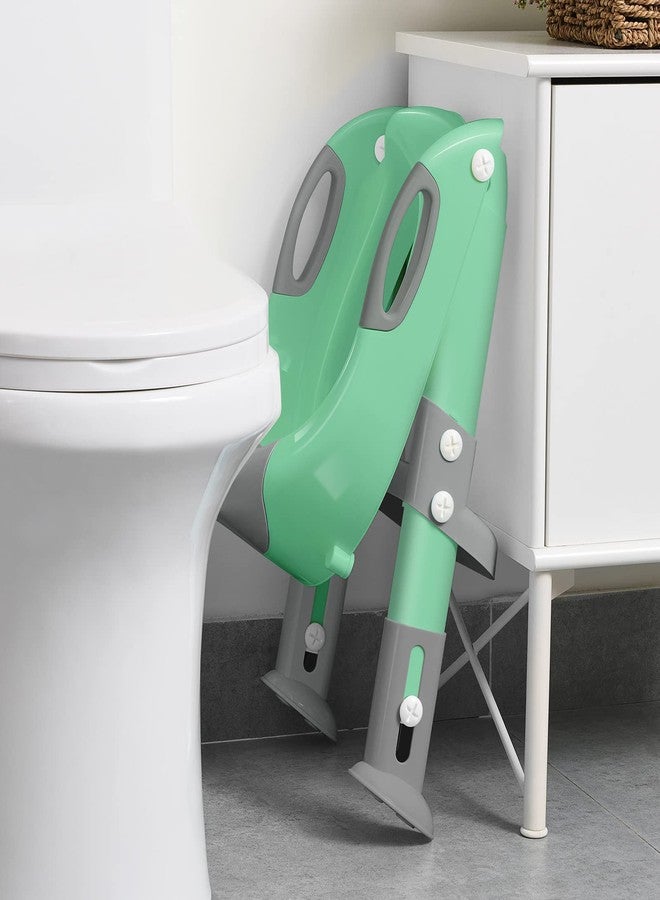 SKYROKU Potty Training Seat ，SKYROKU Potty Training Toilet with Step Stool Ladder, for Kids Boys Girls Toddlers - Comfortable Safe Potty Seat with Anti-Slip Pads Ladder (8838-GreyGreen) - Image 4