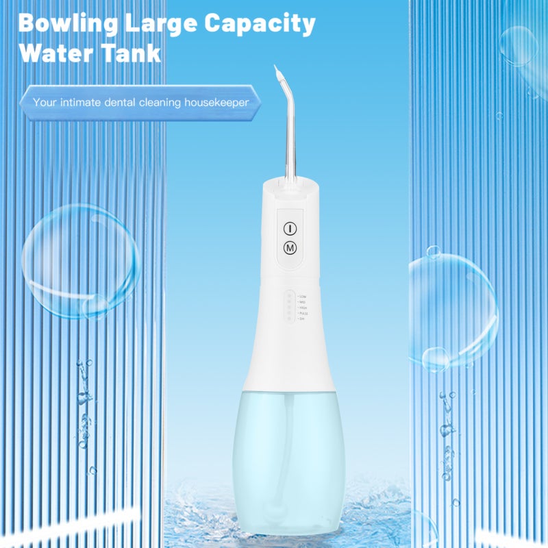 Water Flosser: White 400ML Detachable Tank - 5 Operation Modes Oral Irrigator With Memory Function for Home Daily Use and Travel - Image 2