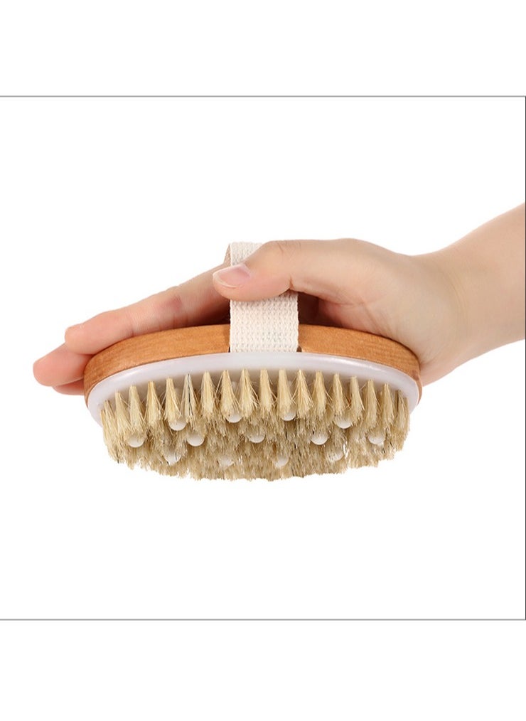 Set of Long Handle Dual Side Bath Shower Exfoliating Body Scrubber and Handheld Bath Brush with Massage Nodules