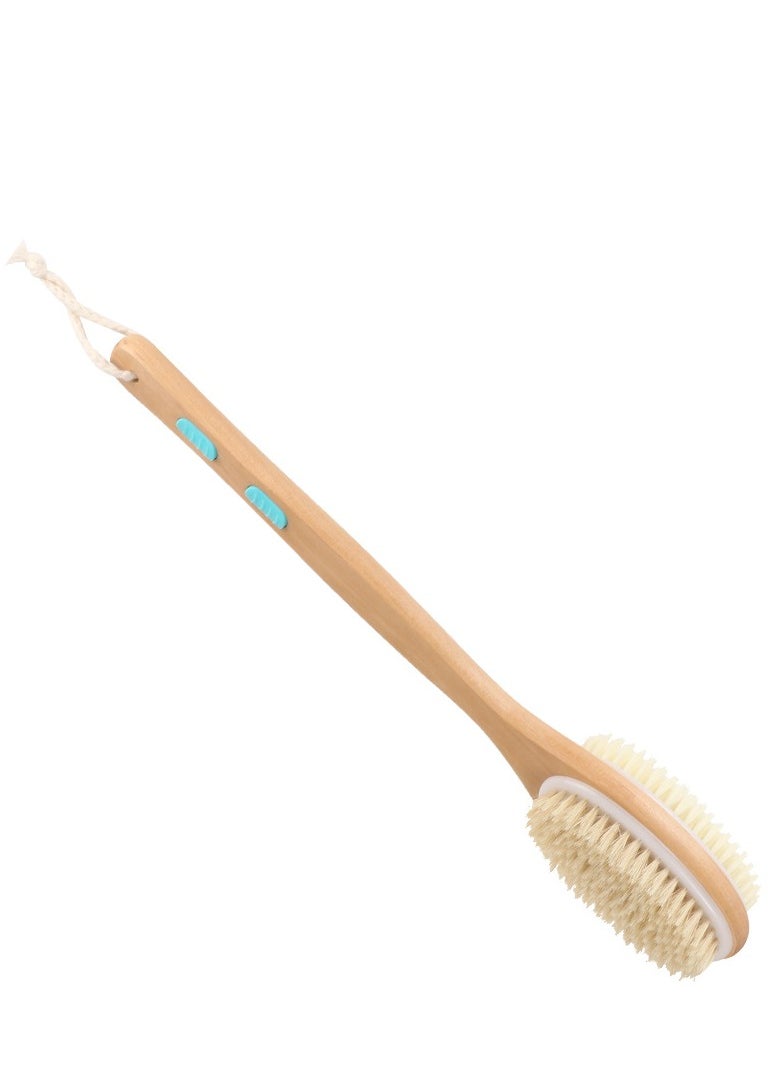 Set of Long Handle Dual Side Bath Shower Exfoliating Body Scrubber and Handheld Bath Brush with Massage Nodules