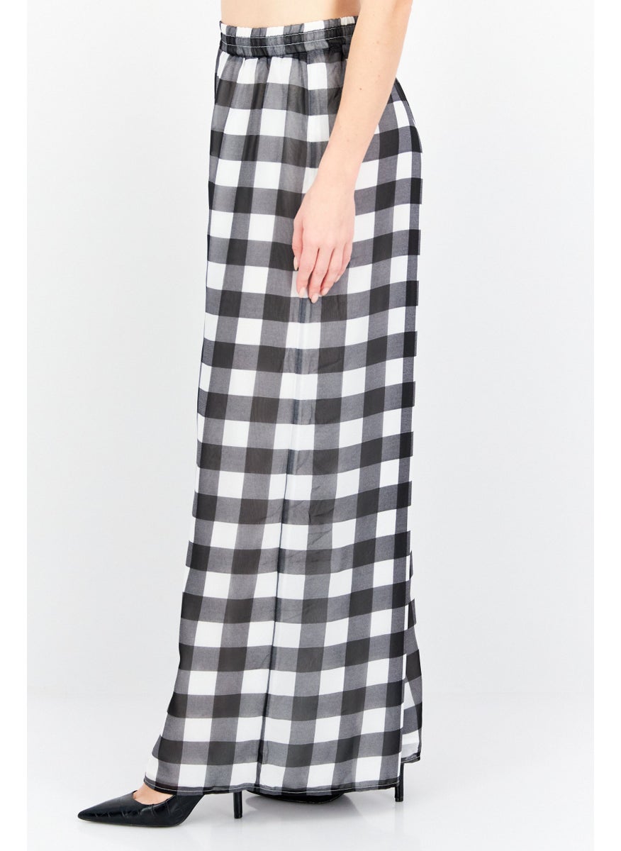 Riley & Rae - Women Regular Fit Checkered Pants, Black - Image 1