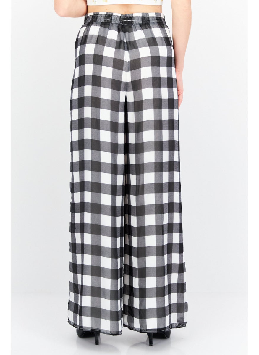 Riley & Rae - Women Regular Fit Checkered Pants, Black - Image 1