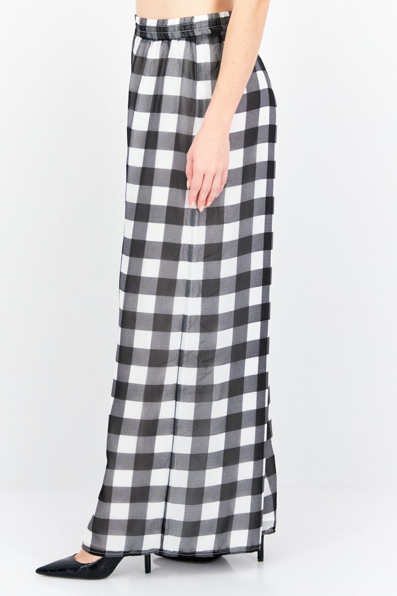 Riley & Rae Women Regular Fit Checkered Pants, Black  - Image 2