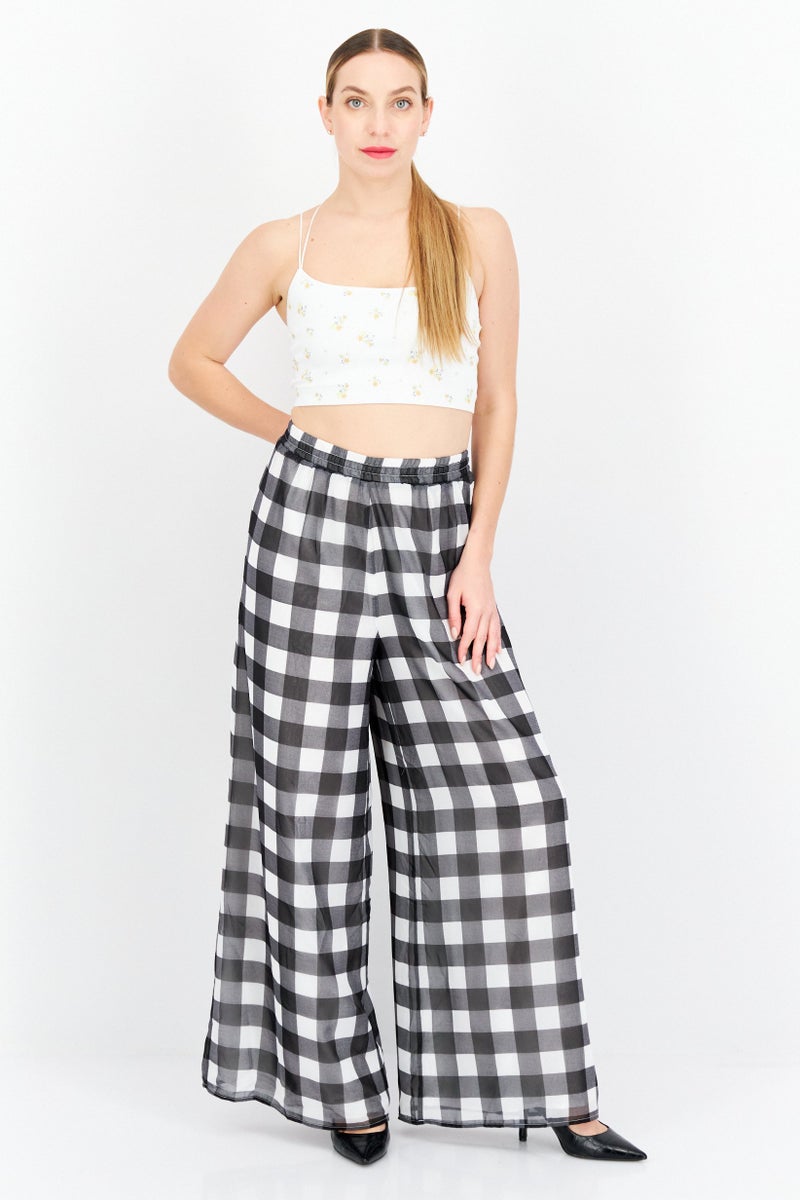 Riley & Rae Women Regular Fit Checkered Pants, Black  - Image 4