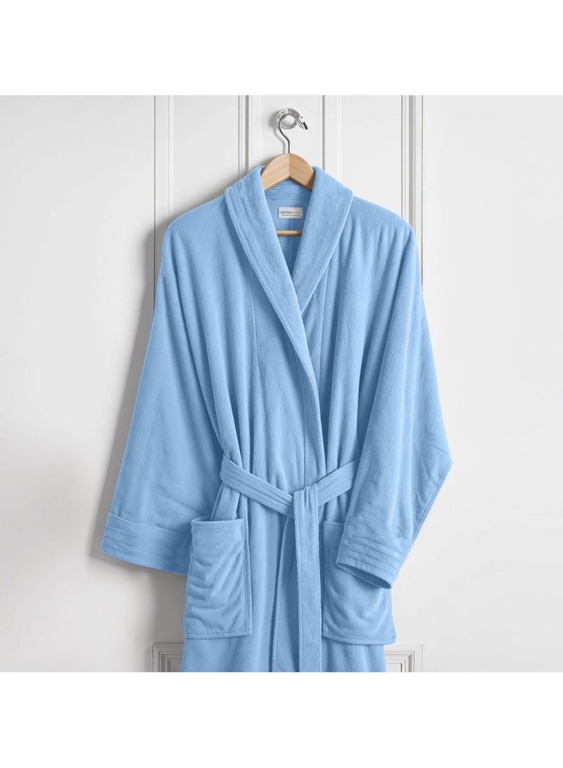 Cotton Plain Bathrobe Sky Blue - Image 3