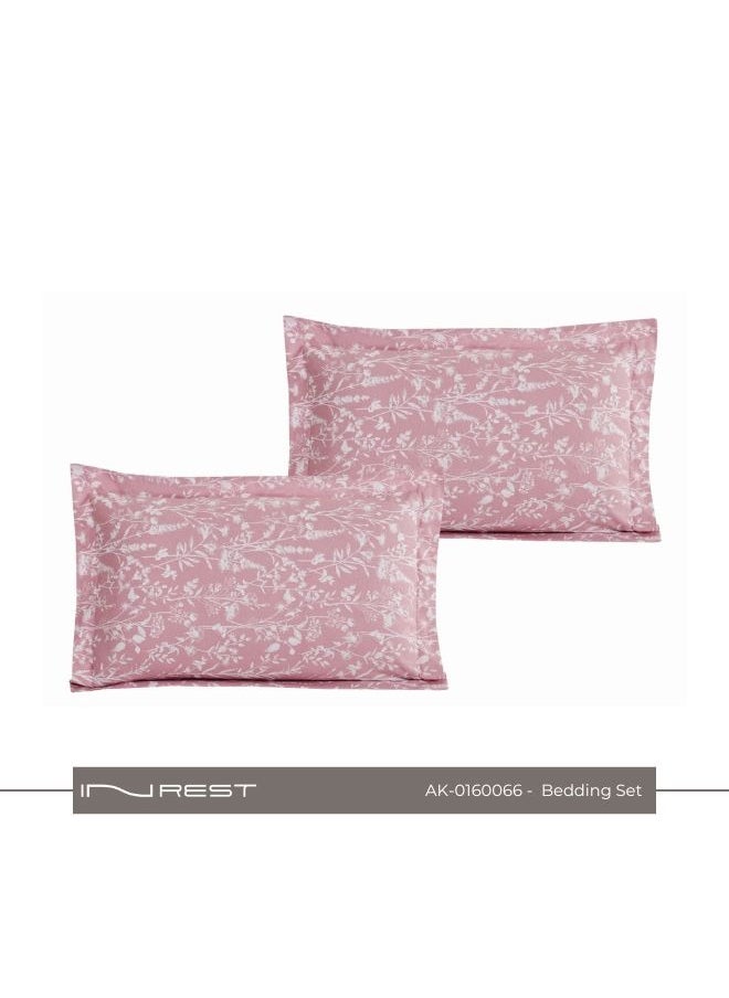 Inrest Home - 6-piece Bedding Set – Includes King Comforter (230×250 cm), Fitted Sheet, and 4 Pillow Covers – 100% Cotton in Pink with White and Pink Patterns. - Image 1