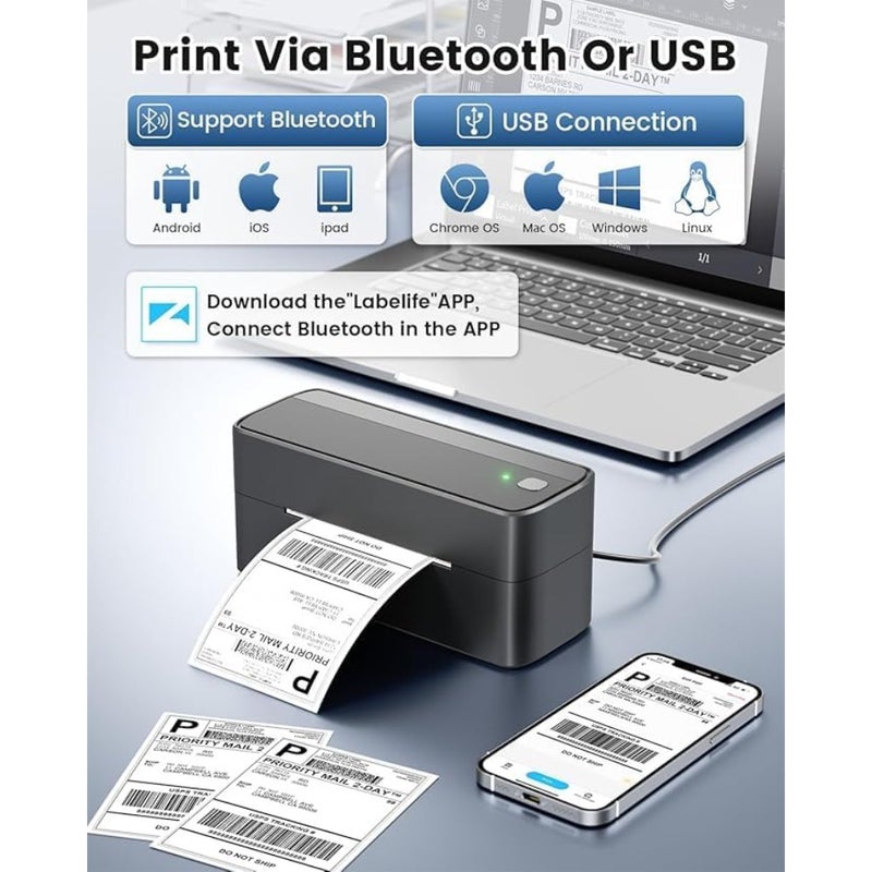 Shipping Label Printer 241BT Bluetooth Wireless Thermal Label Maker for Small Business For Shipping Packages Compatible with iPhone Android Amazon Shopify UPS - Image 2