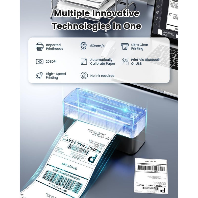 Shipping Label Printer 241BT Bluetooth Wireless Thermal Label Maker for Small Business For Shipping Packages Compatible with iPhone Android Amazon Shopify UPS - Image 3
