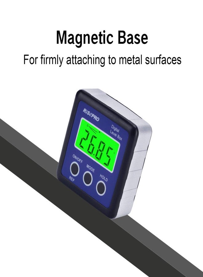 RISEPRO Digital Level Box Angle Gauge Protractor Inclinometer Bevel Box with Data Hold, Magnet Base & LCD Backlight, Calculating for Carpentry, Building, Masonry, Automobile - Image 3