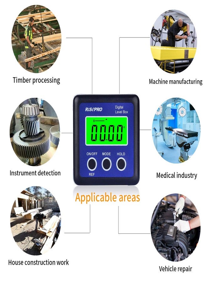 RISEPRO Digital Level Box Angle Gauge Protractor Inclinometer Bevel Box with Data Hold, Magnet Base & LCD Backlight, Calculating for Carpentry, Building, Masonry, Automobile - Image 5
