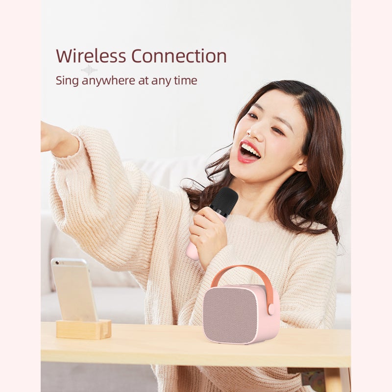 Mini Karaoke Machine BT Karaoke Speaker with  Wireless Microphones for Adults & Kids Home Party - Image 4