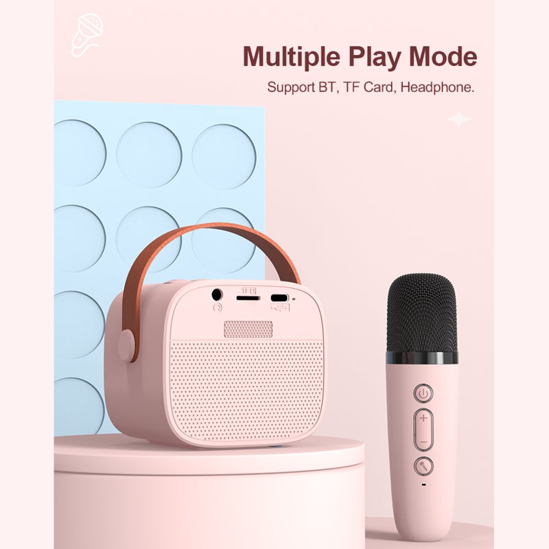 Mini Karaoke Machine BT Karaoke Speaker with  Wireless Microphones for Adults & Kids Home Party - Image 3