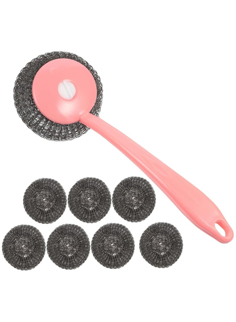 Oasisgalore 8pcs Cleaning Brush Set, Steel Wool Dish Scrubber, Kitchen Cleaning Tools - Image 1