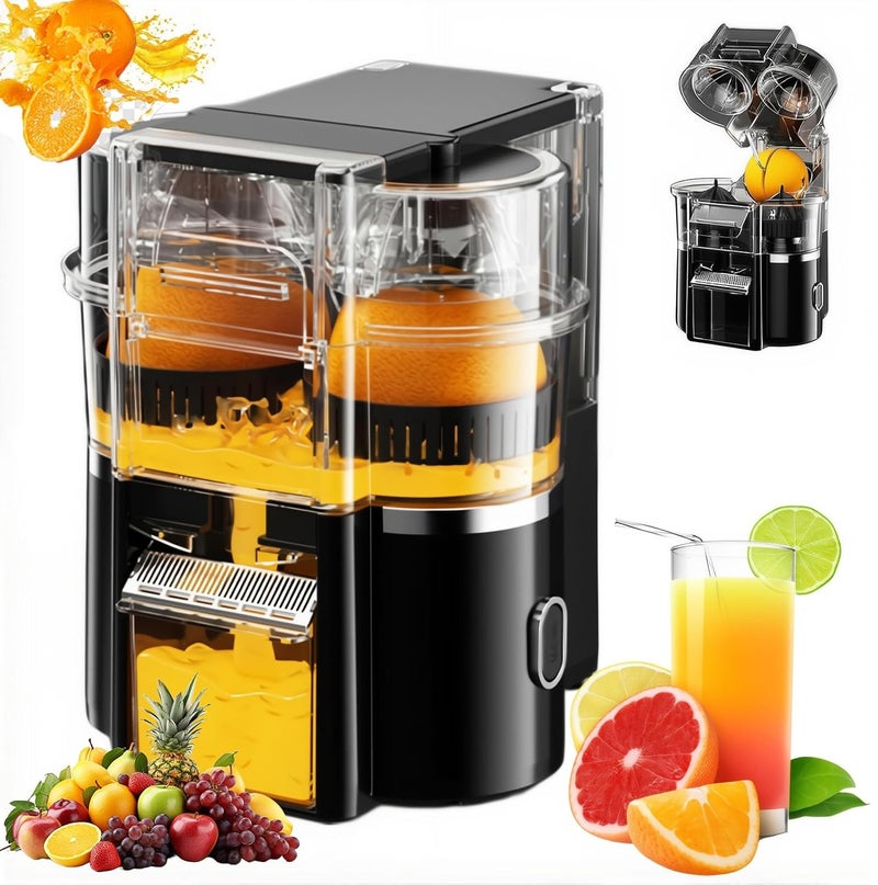 Yuwell 600ML Portable Electric Citrus Juicer, Wireless USB Rechargeable Fruit Juicer with 100W Motor, 8-Blade High Juice Yield Squeezer, Built-in Fruit Cutter, Easy Clean Orange Lemon Juicer for Home & Travel Black - Image 1