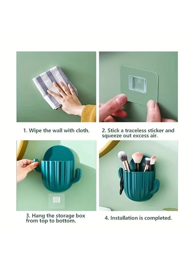 Goolsky Cosmetics Storage Container, Toothbrush Storage Rack, Wall Mounted Drain Hole Free Bathroom Sink, Comb, Toothpaste Container Storage Container  - Image 4