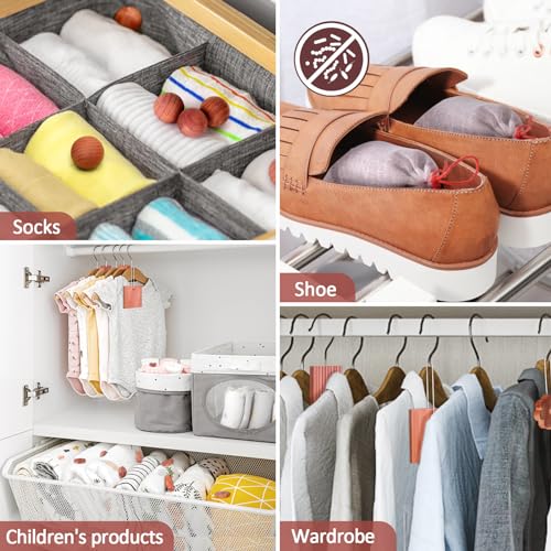 Woodever Cedar Blocks for Clothes Storage 56 Pcs, 100% Aromatic Planks with Metal Hooks, Cedar Wood Chips and Balls for Closets and Drawers, Fresh Scented Sachets - Image 5