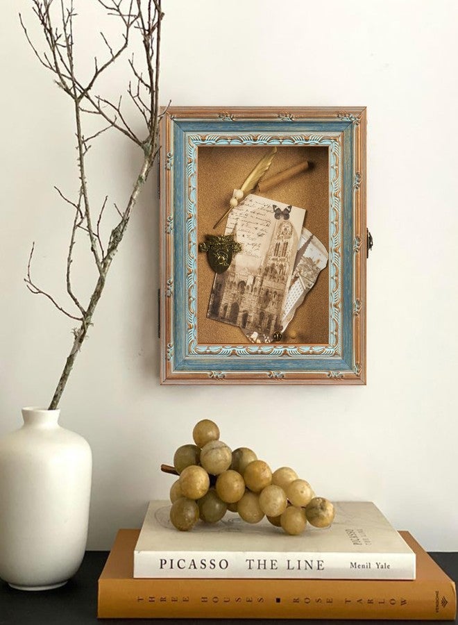 FOLKOR 8x10 Shadow Box Picture Frame for Memorabilia Awards Medals Wedding Bouquet Photos, Rustic Display Case Holder for DIY Craft Artwork, Wall Hanging Box Art for Home Decoration (Blue Gold) - Image 2