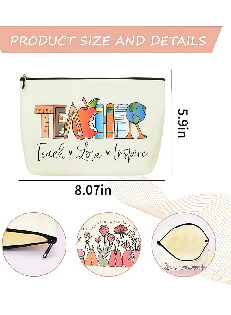 Teacher Appreciation Makeup Bag - Perfect Gift for Retirement, Birthday, Graduation & Teacher's Day - Durable Polyester, Non-Waterproof, Scent-Free Cosmetic Pouch - Image 2